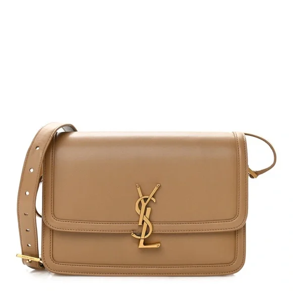 YSL Bags | YSL Calfskin Monogram Solferino Med Tan Crossbody Bag | Disco Color - Picture 3 of 16